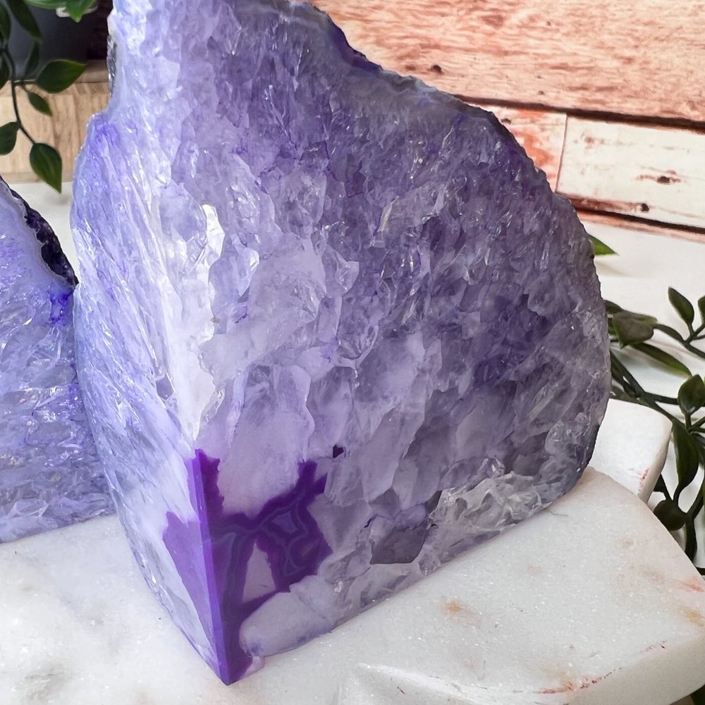 4" Purple Agate Crystal Bookend Pair - Geode Bookend - Boho Home Decor - Picture 5 of 12